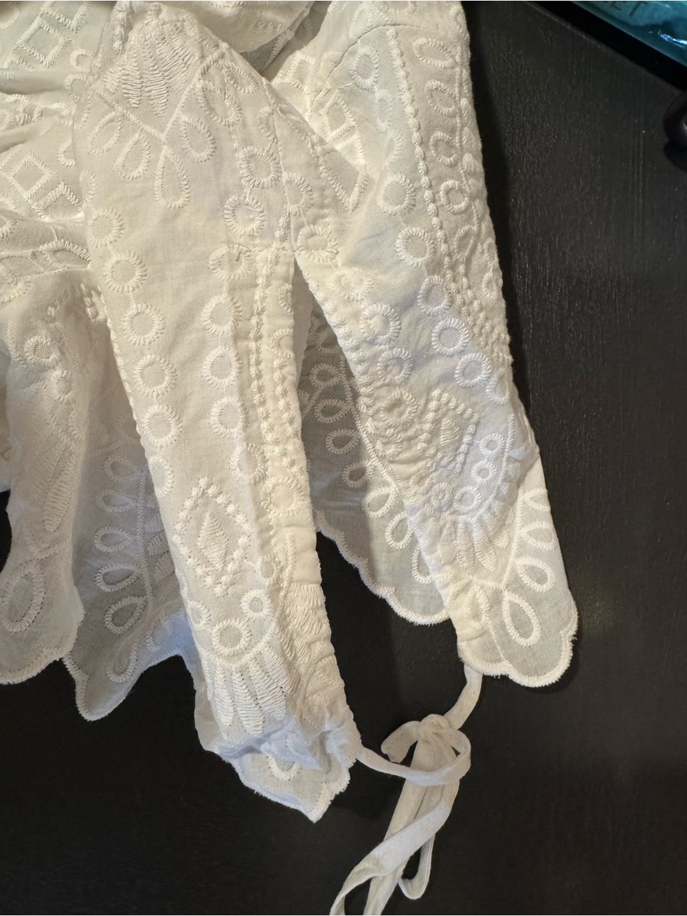 Lane Bryant White Eyelet Lace with Tie Sleeves Boho Romantic Top size 16. - Picture 4 of 4